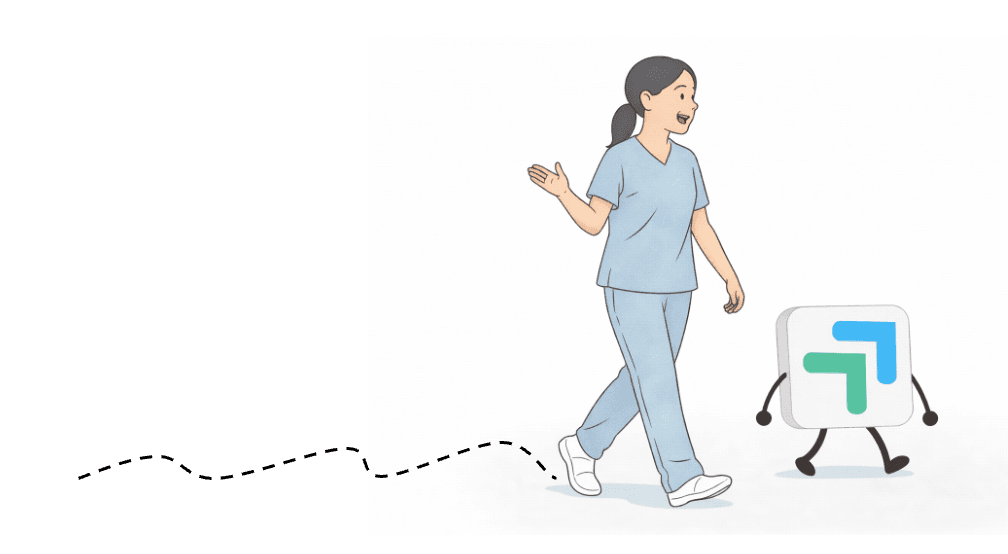 KanGOと訪問看護師が一緒に歩く